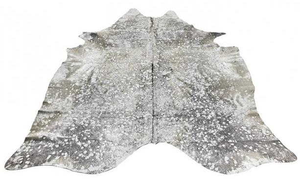 Grey / Silver Natural Cowhide ☞ Size: 190 x 210 cm