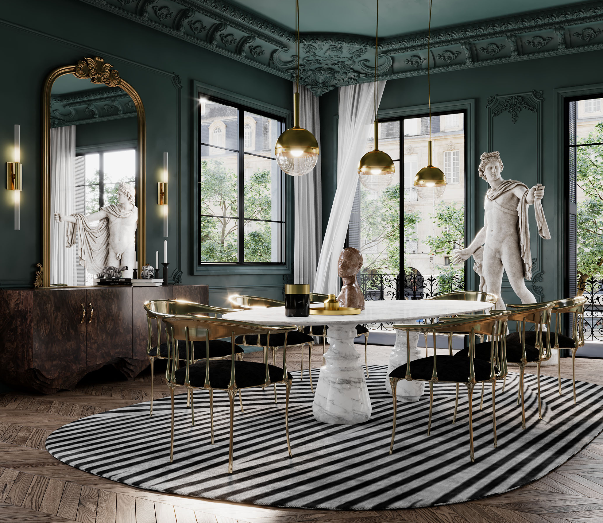 Obsidian Oval XL Estremoz Marble Dining Table