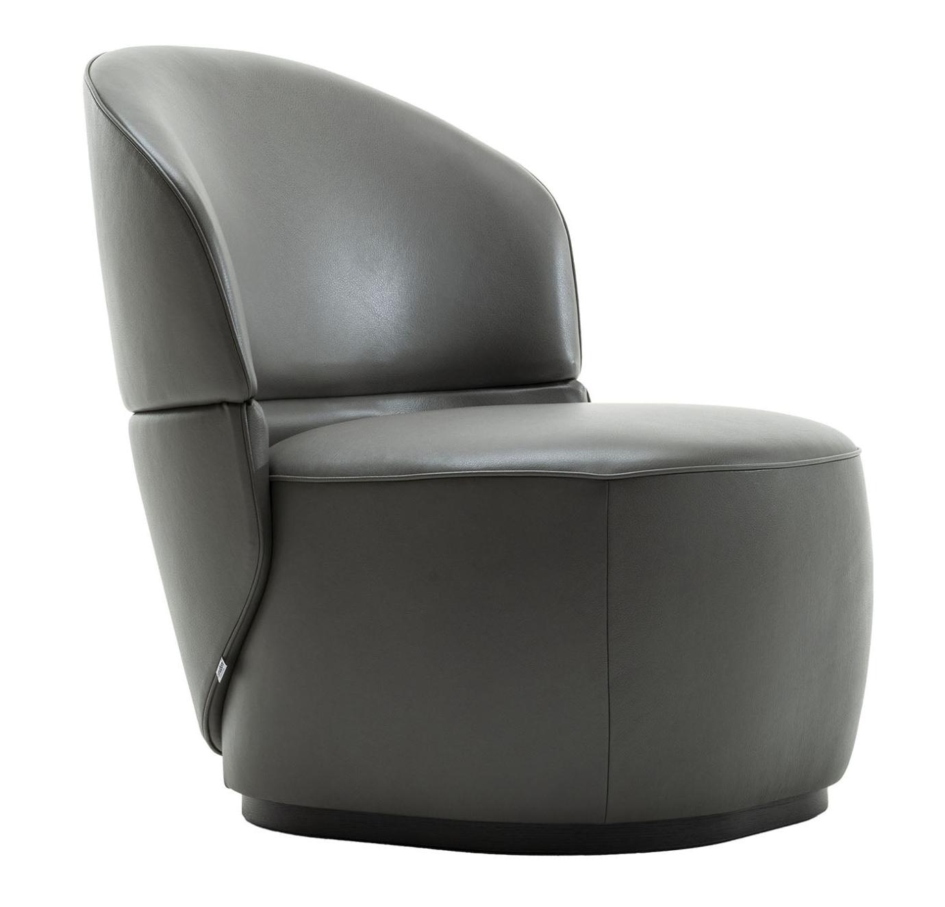 Alma Grey Leather Armchair