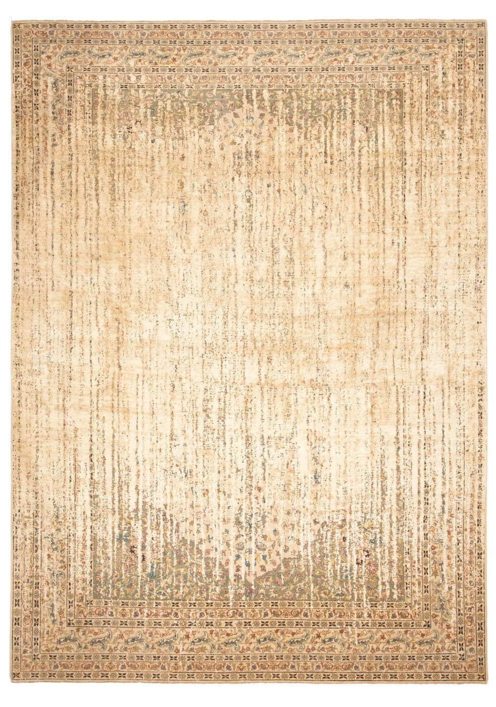 Tabriz Park Double Vendetta Black Beige Silk Rug