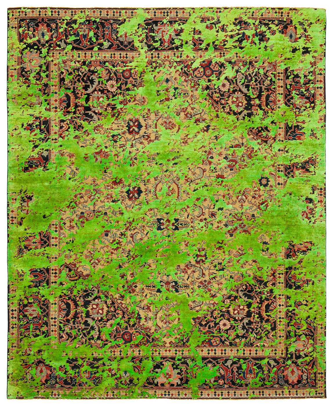 Serapi Queensbury Doublesky Yellow Neongreen Silk Rug