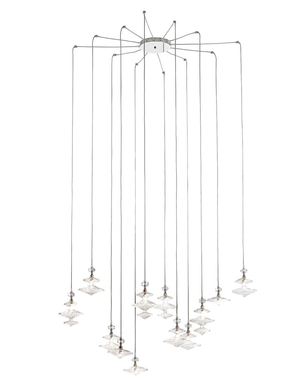 Contemporary Adjustable Chandelier with Glass Elements