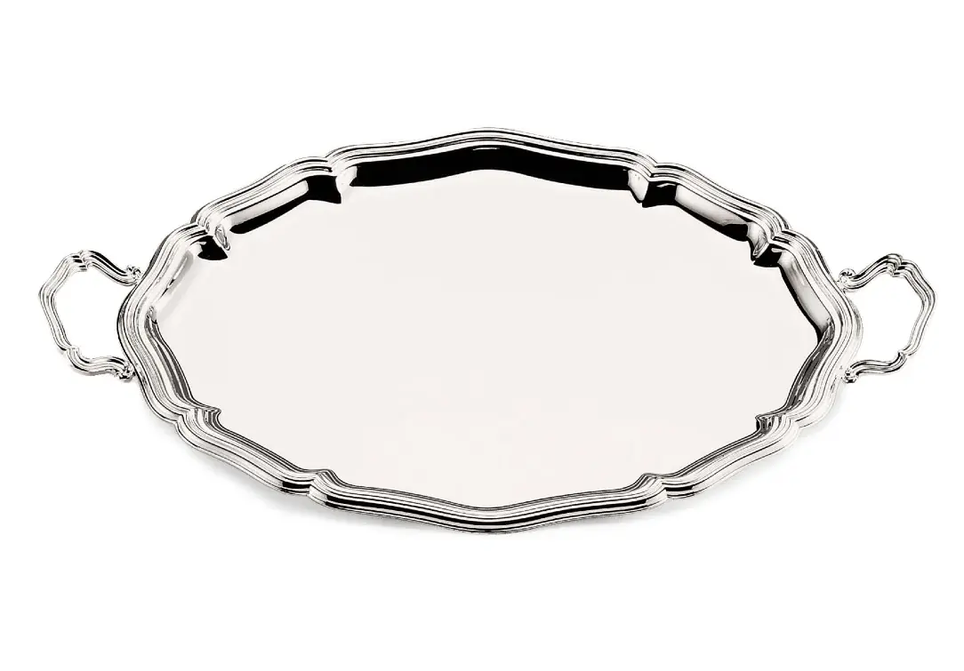 700 Silver Oval Serving Tray with Handles