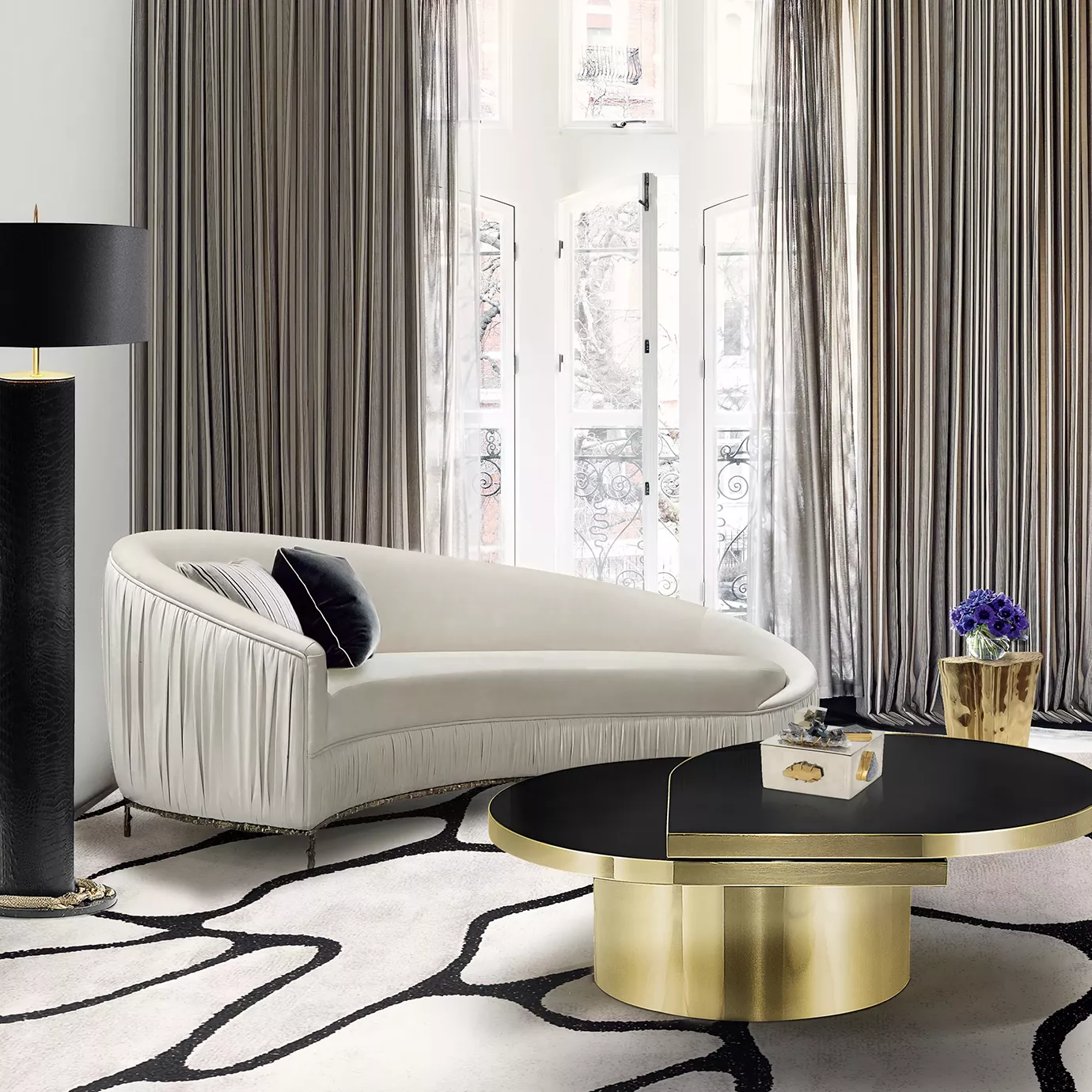 Dewdrops Polished Brass Coffee Table