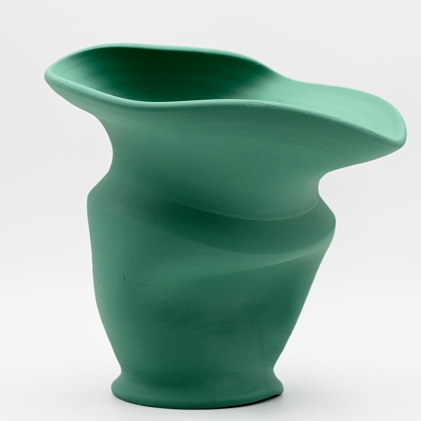 Green Artisan Sculpted Vase