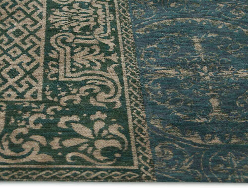 Patchwork Rug Multi Dark Green