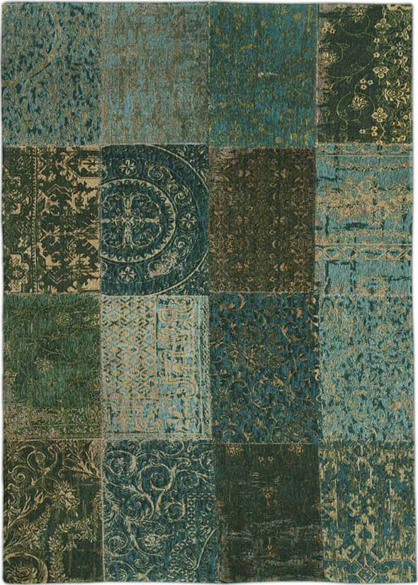Patchwork Rug Multi Dark Green