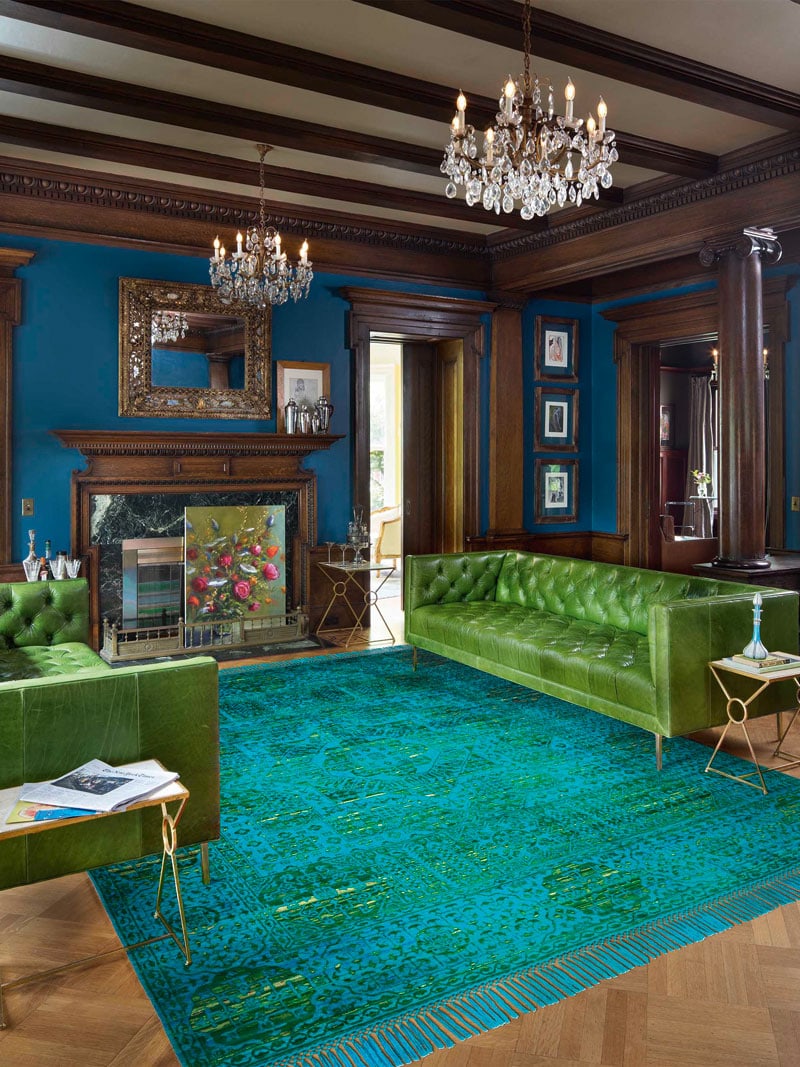 Electric Blue / Green Luxury Rug