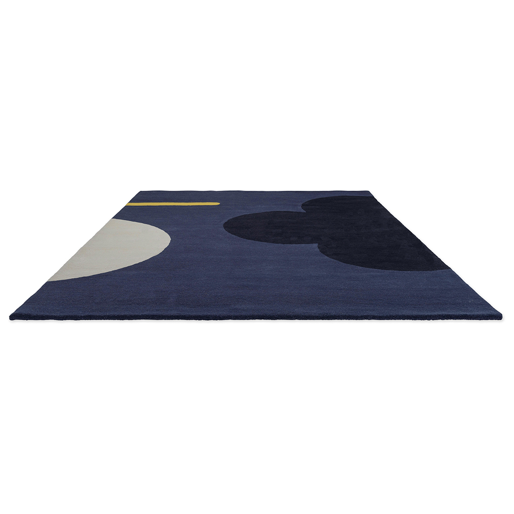 Geo Flower Denim 060608 Designer Wool Rug