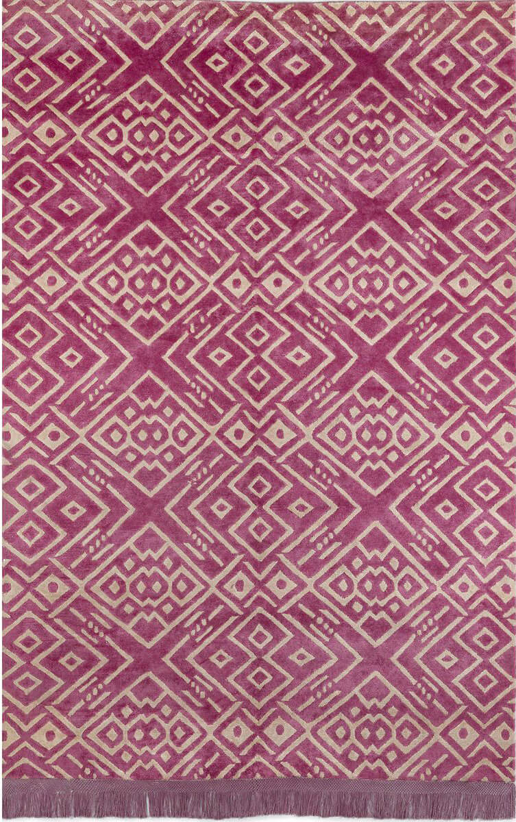 Hand-Knotted Bamboo Silk Fuxia Rug