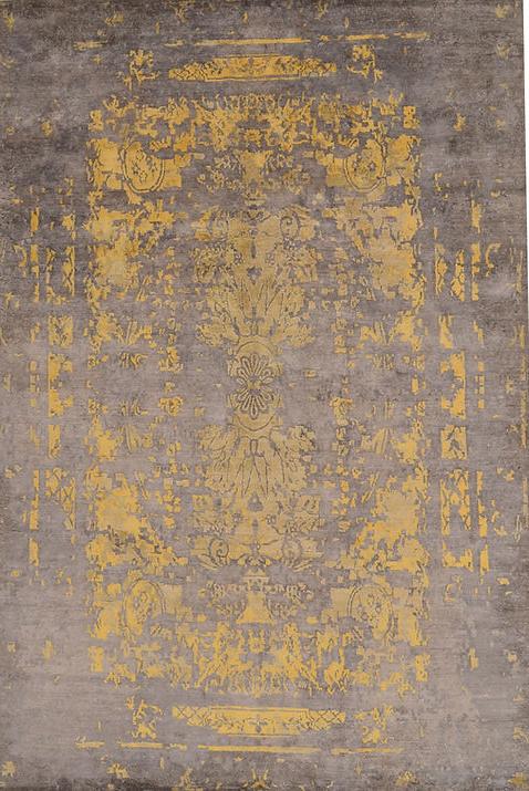 Hand-Knotted Bamboo Silk Yellow Rug