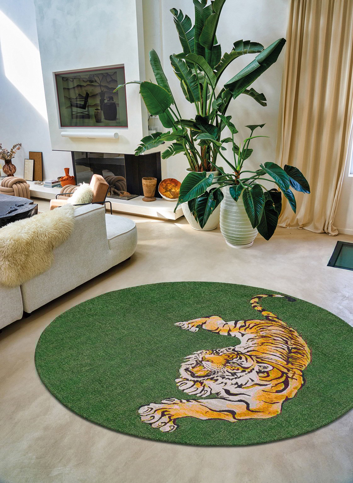 Green On Fire 9388 Round Rug