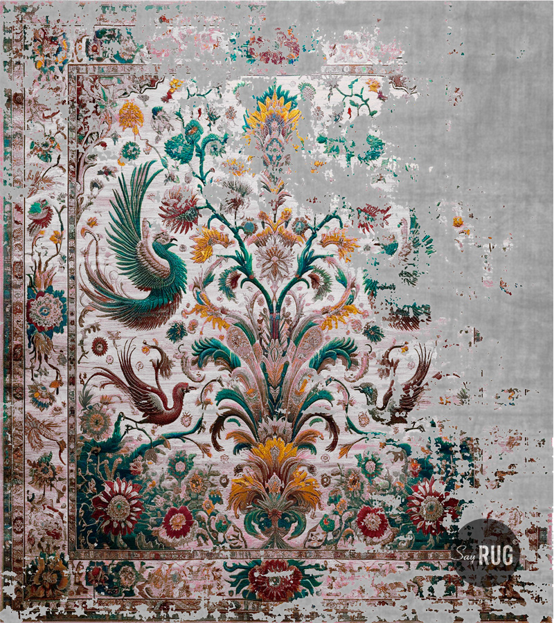 Paradise Garden Faded Green Rug