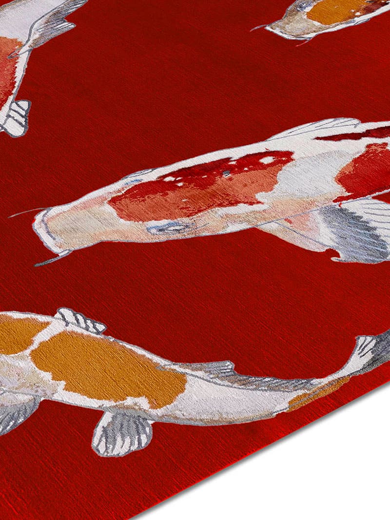 Fish Red Luxury Hand-Knotted Rug