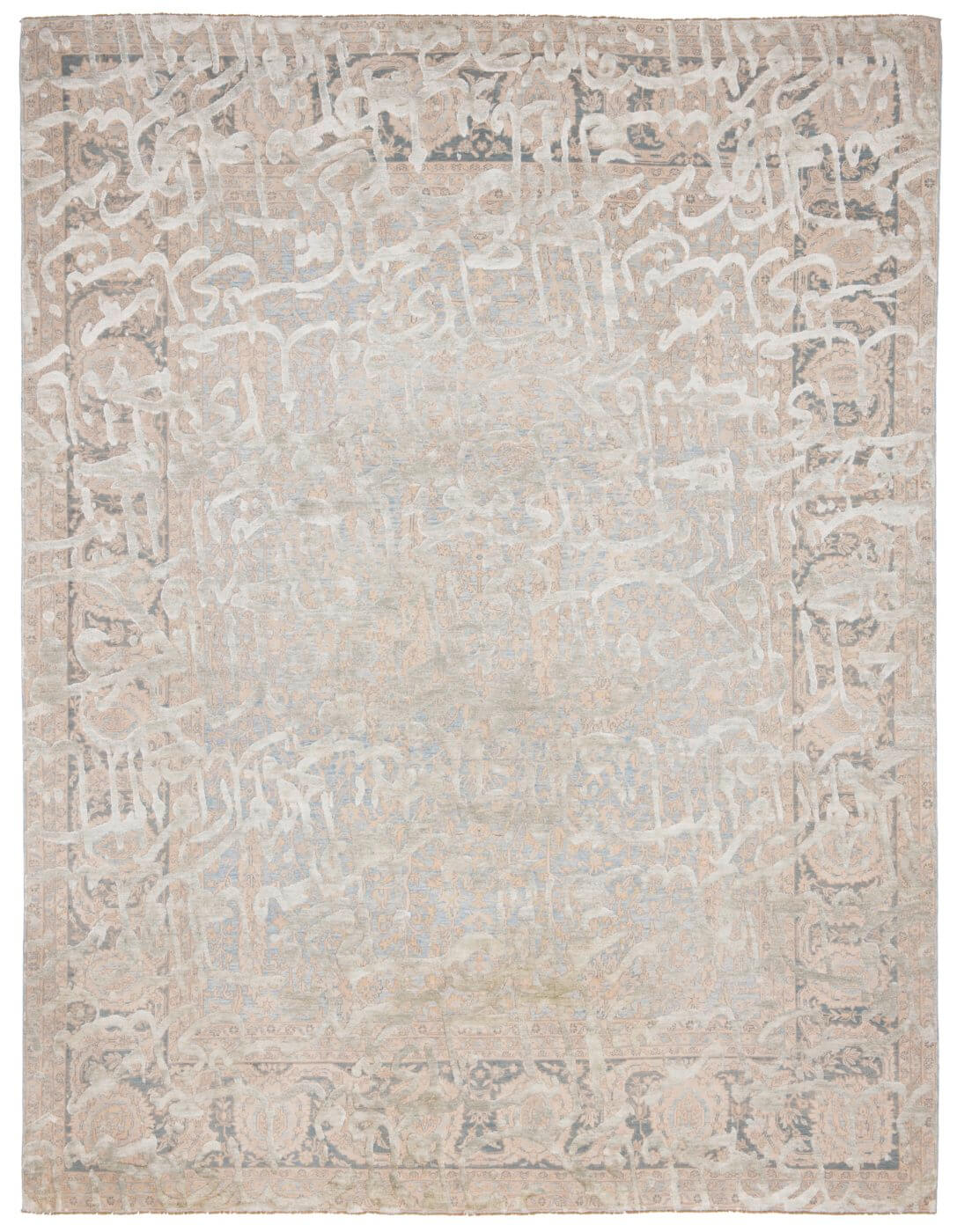 Tabriz Wooster Tamreen Skyblue Silvergrey Silk Rug