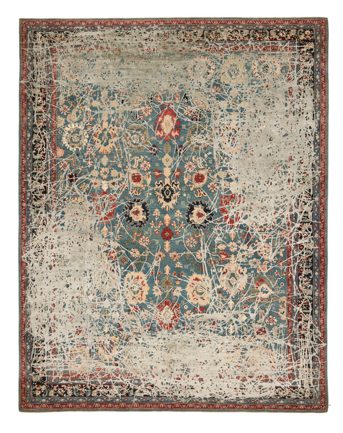 Bidjar Highgate Enjoy Tealblue Grey Silk Rug