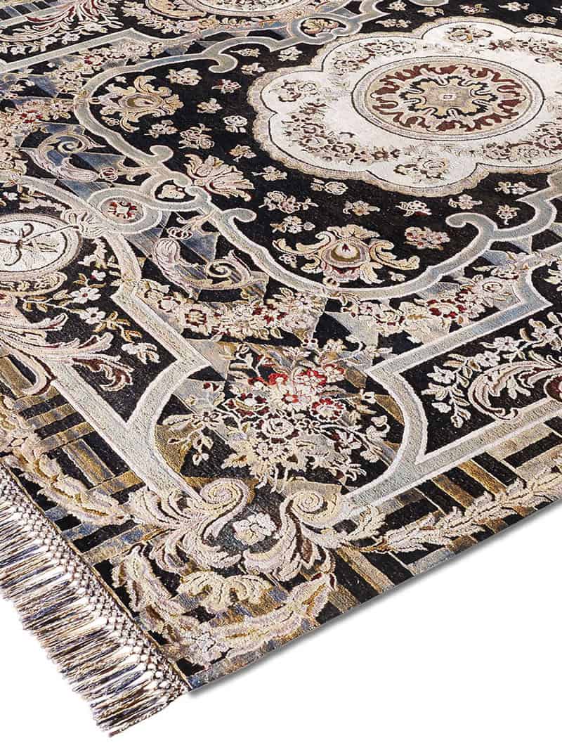 Aubusson Black Hand-Woven Rug