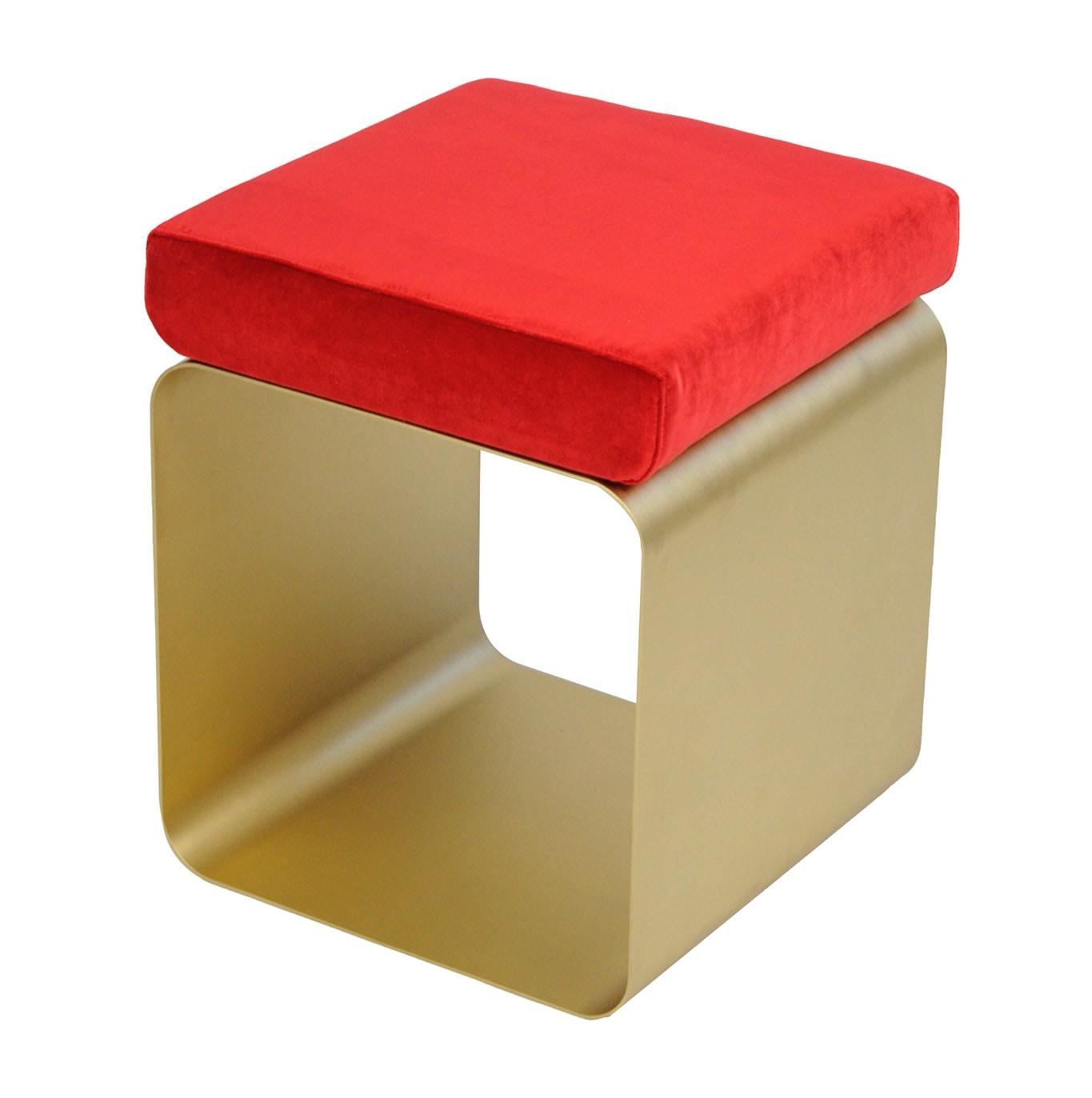 Red Metal Frame Stool