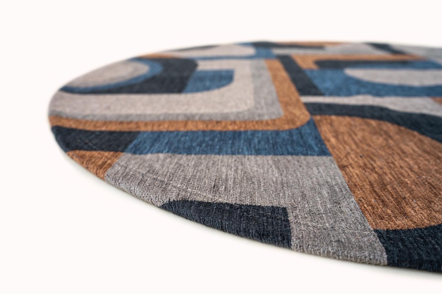 Camel Blue 9196 Round Rug