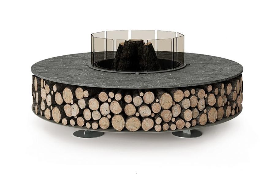 Zero Keramik Fire Pit | Finishing: Botticino Dorato | Dimensions: Ø 200 cm