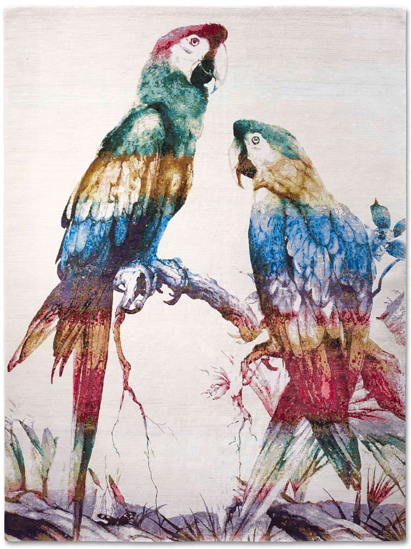 Two Parrots Hand-Woven Rug