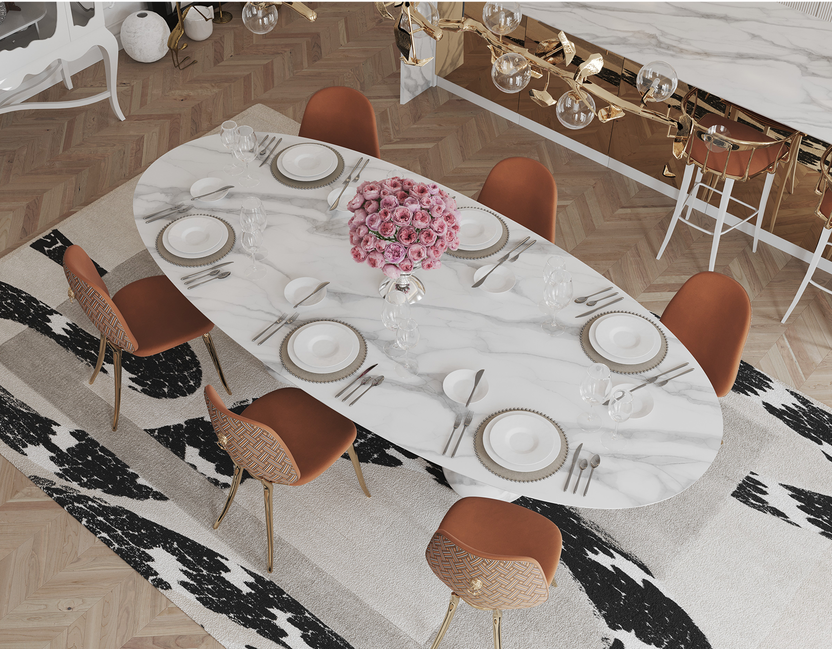 Obsidian Oval XL Estremoz Marble Dining Table