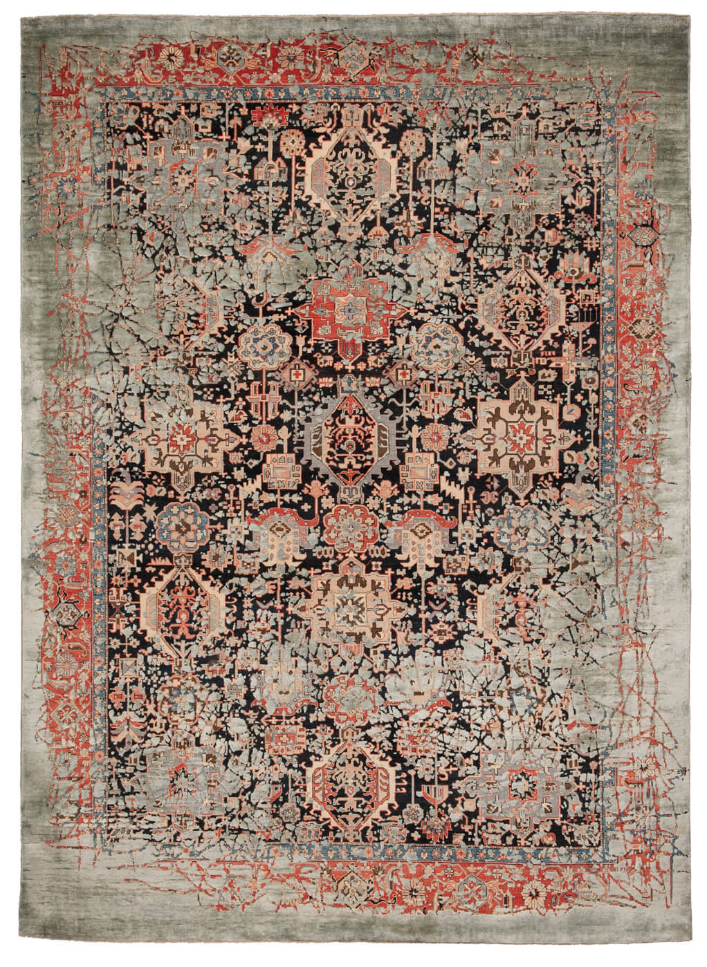 Bidjar Piccadilly Pleasure Black Grey Silk Rug