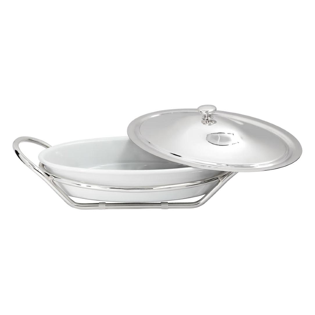 Grand Gourmet Silver Oval Casserole with Lid | Configuration: L 36 cm