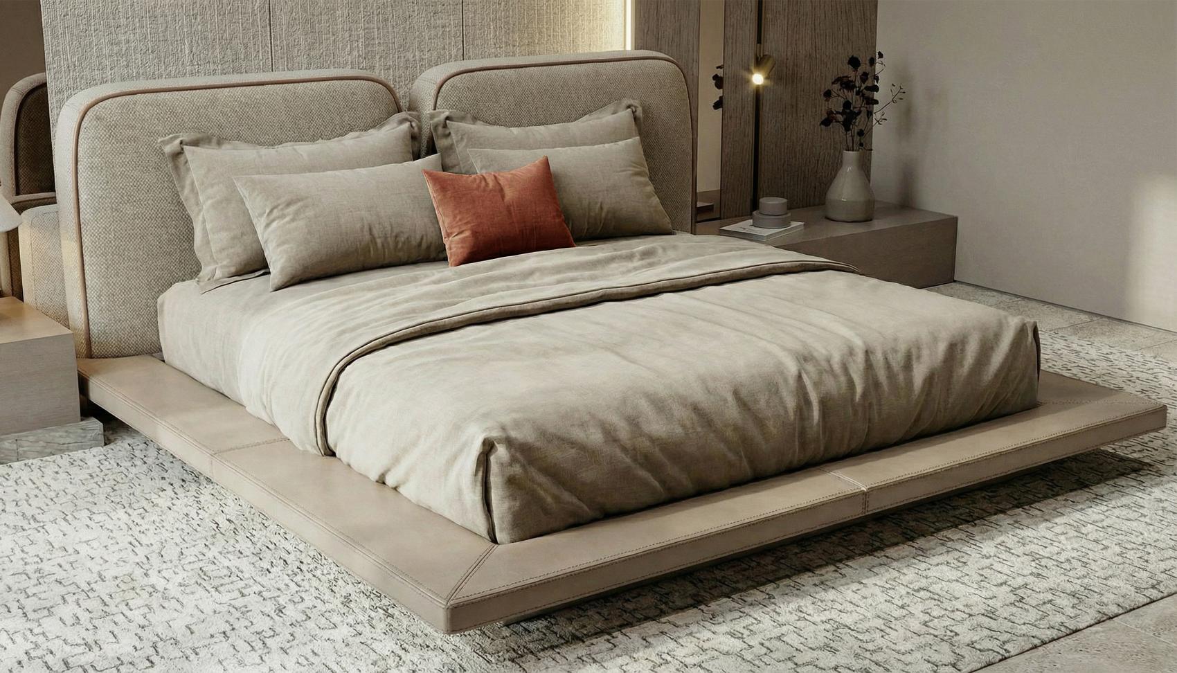 Aura Low Bed with Headboard