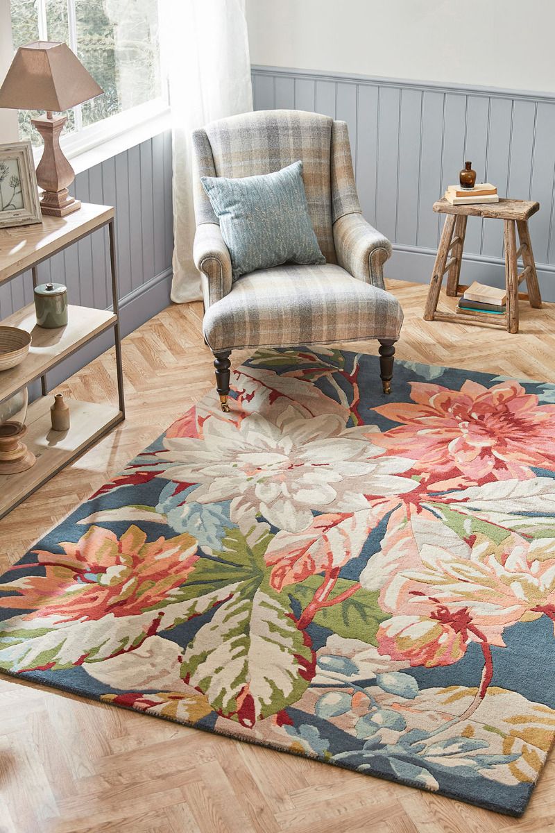 Dahlia and Rosehip Teal 50608 Rug