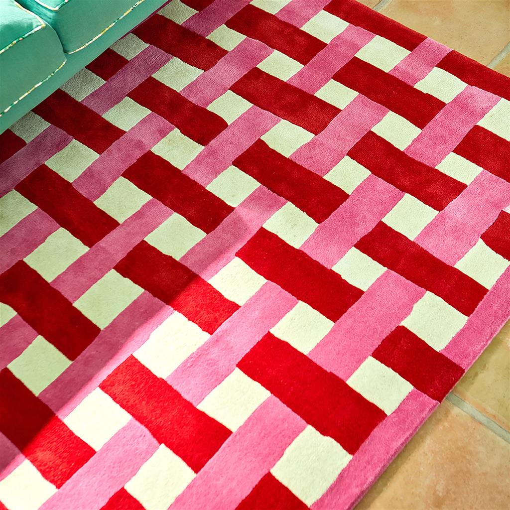Basket Weave Coral/Rose Rug