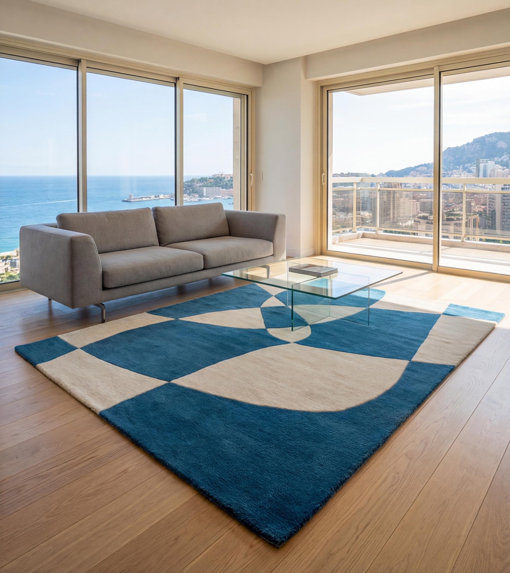 Rotating Forms Blue Rug