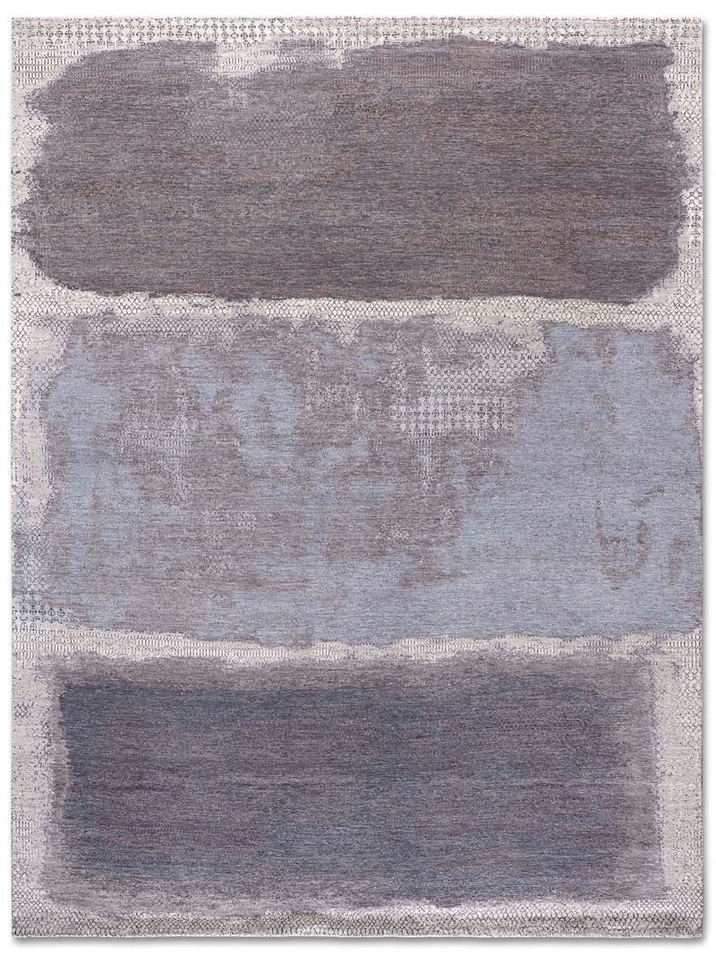 Grey Light Blue Hand-Woven Rug