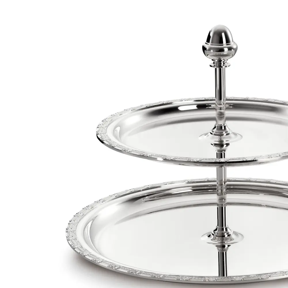 2-Tier Silver Pastry Stand