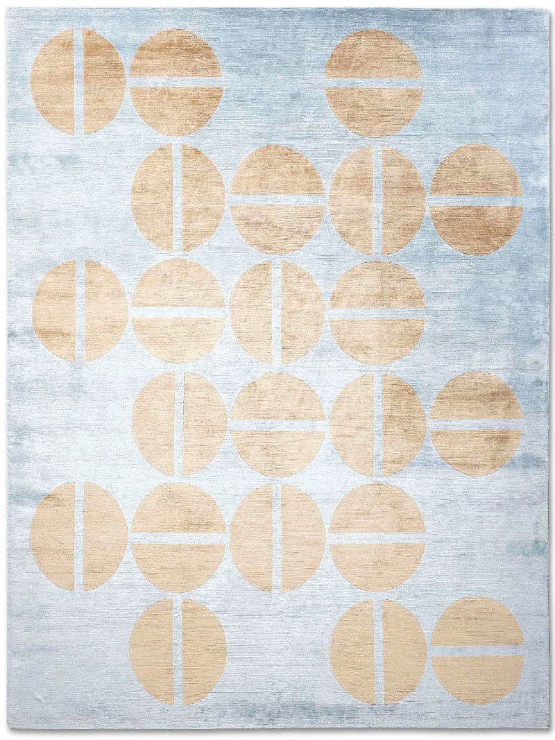 Gold / Blue Hand-Knotted Rug