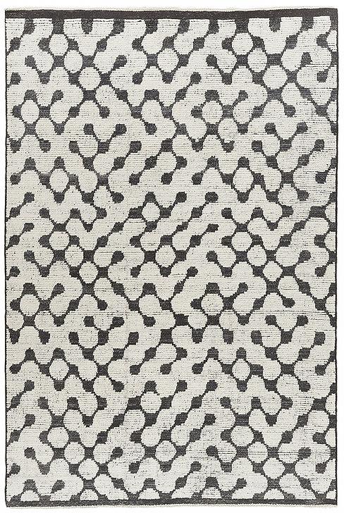 Puzzle Hand-Knotted Black & White Rug