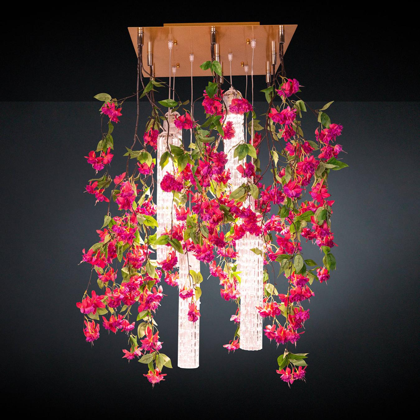 Pink Cascade Square Chandelier