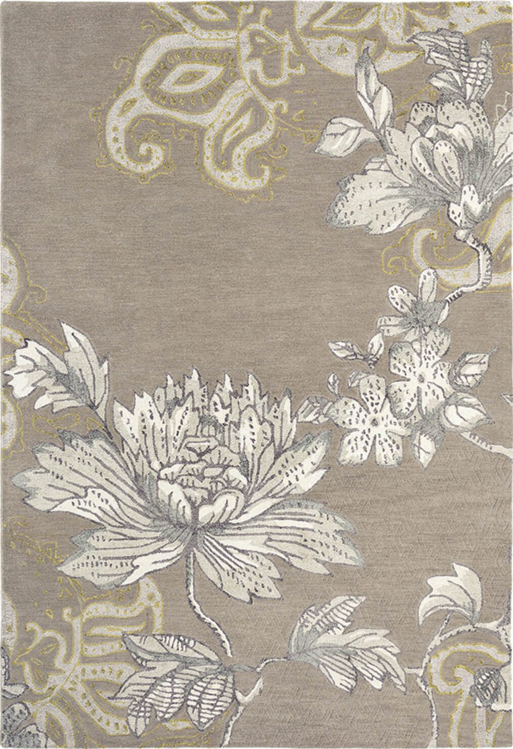 Fable Floral Grey 37504 Rug ☞ Size: 250 x 350 cm