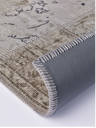 Turkish Overdyed Patchwork Beige Rug Antalya