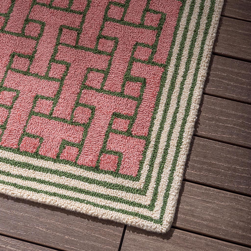 Monogram Pink Outdoor Rug