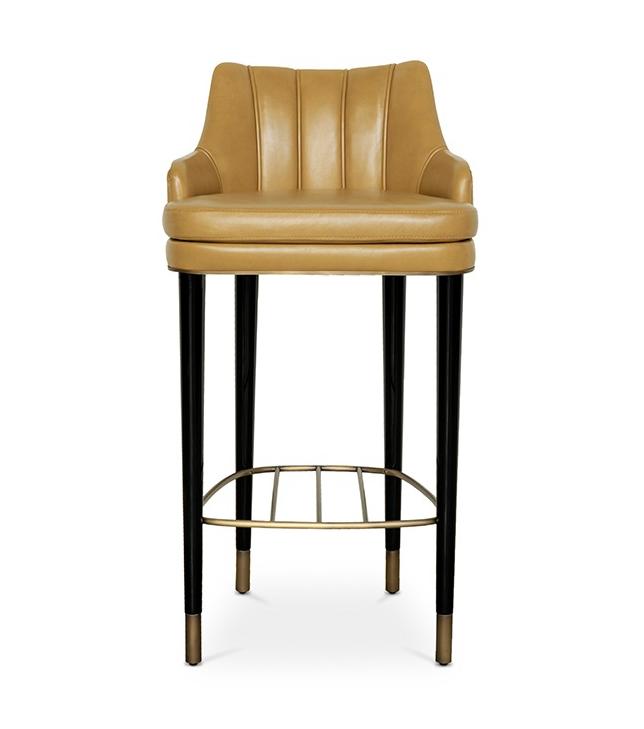 Yellow Leather Bar Chair