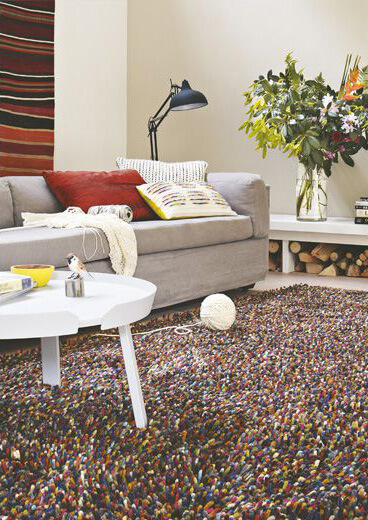 Felted Wool Multi Color Shaggy Rug Rocks 70415 | Size: 200 x 300 cm