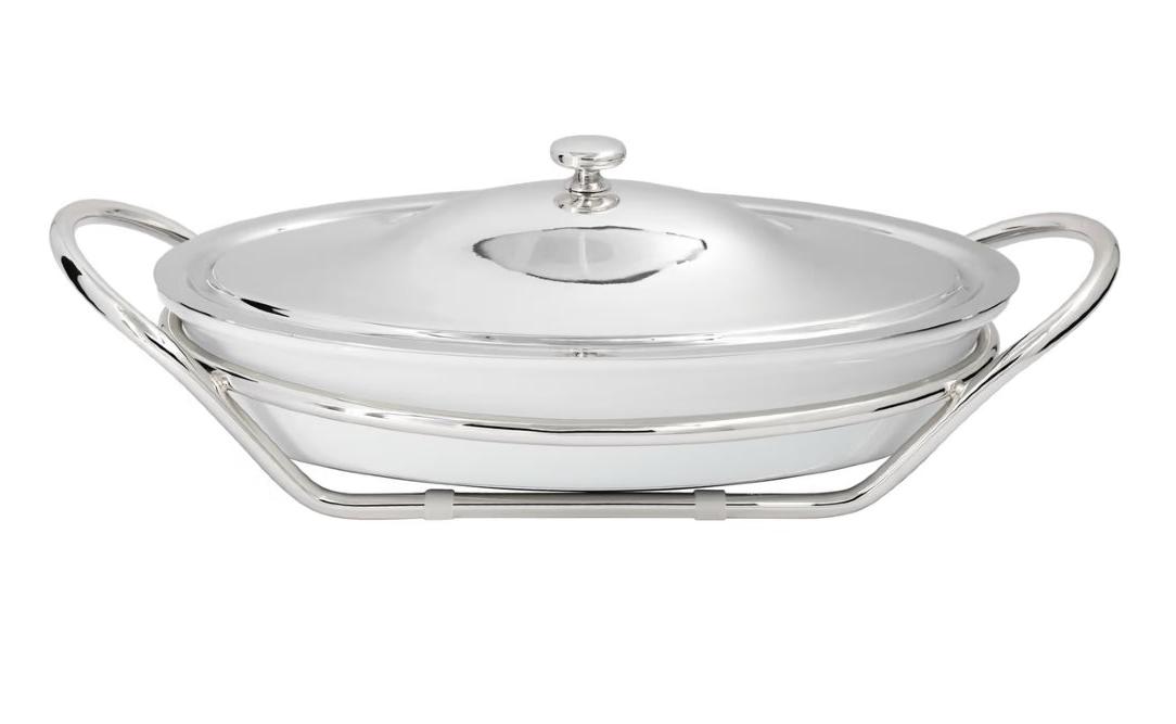 Grand Gourmet Silver Oval Casserole with Lid | Configuration: L 36 cm