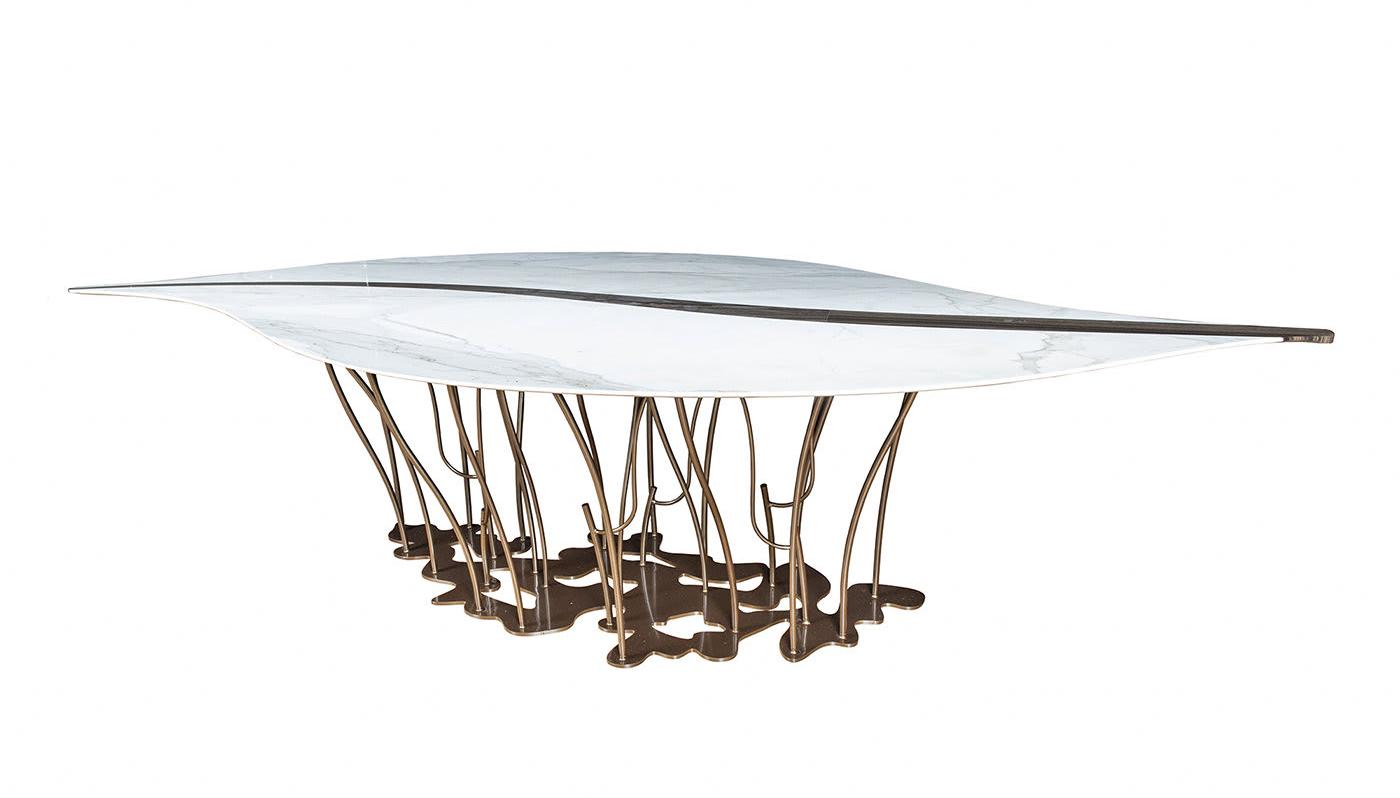 Leaf Dining Table with Marble Top