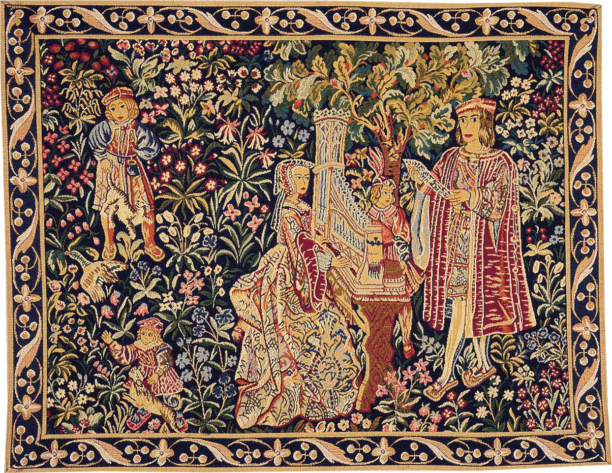 Lady with Organ with Border Tapestry