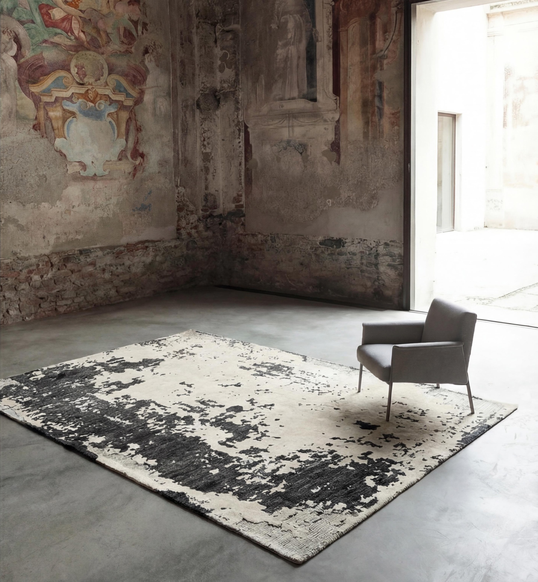 Monochrome Weathered Canvas Rug