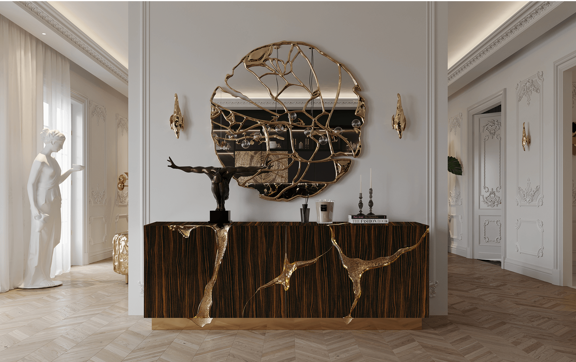 Opulent Brown & Gold Sideboard