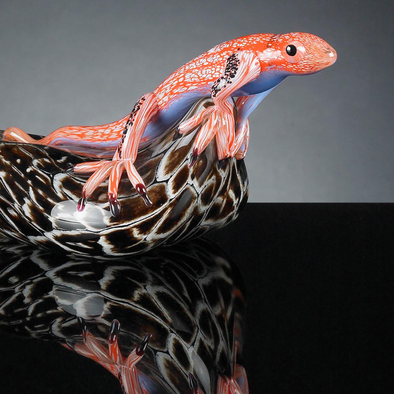 Lizard on Dark Stone Figure