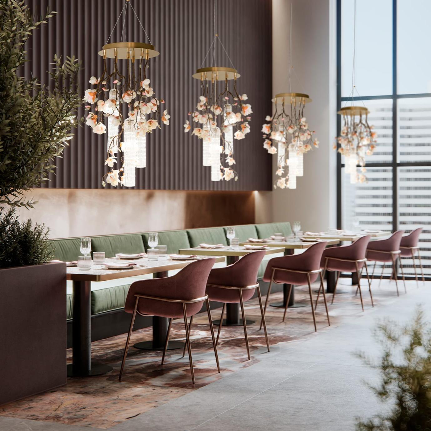 Magnolia Small White Chandelier