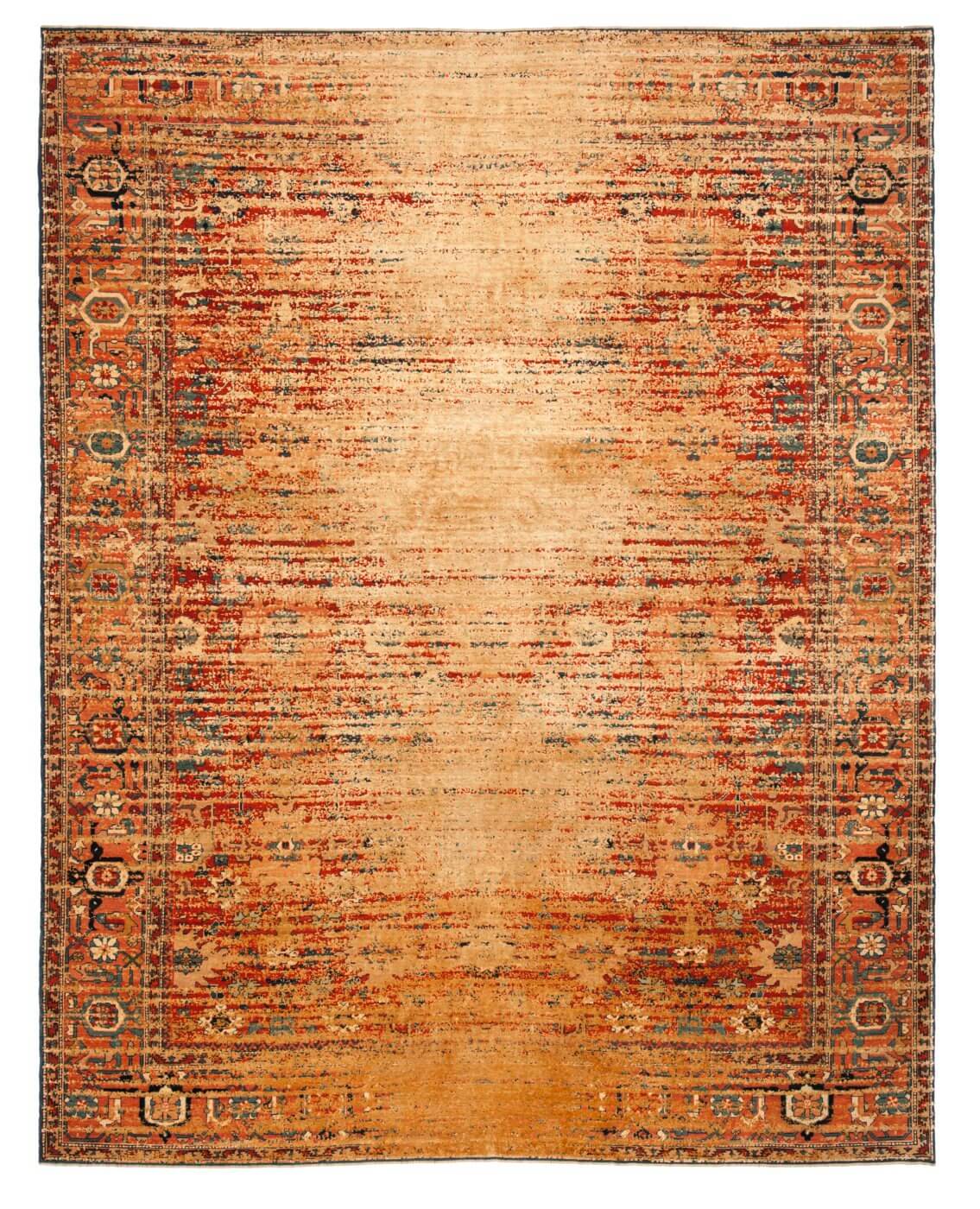 Bidjar Kingscross Stomped Reverse Red Gold Silk Rug